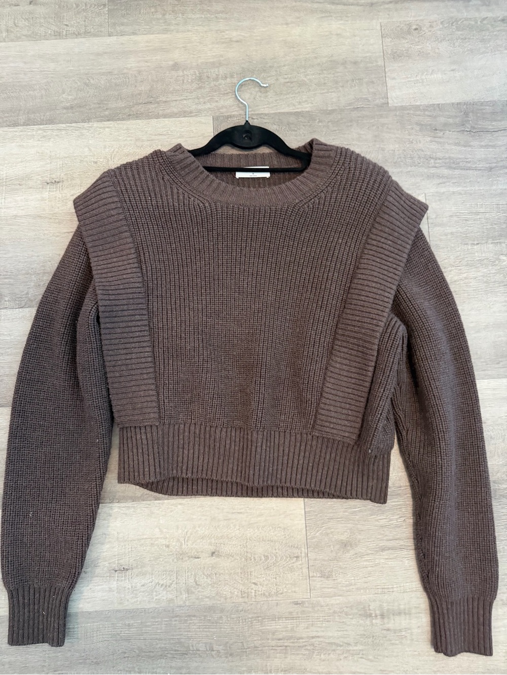 Babaton Brown Ribbed Shoulder-Detail Sweater size medium - Picture 2 of 5